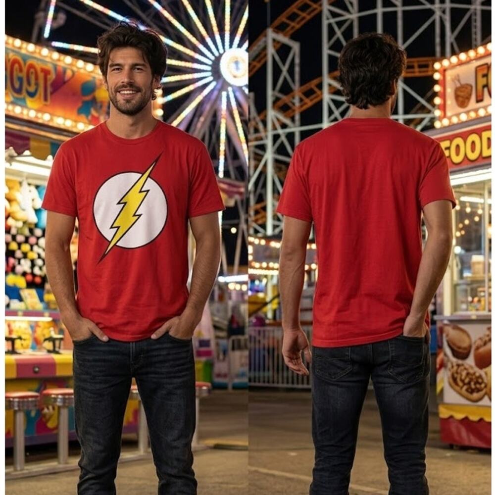 The Flash Logo Shirt Men’s 2XL 50-52 Chest Red Graphic Superhero Tee